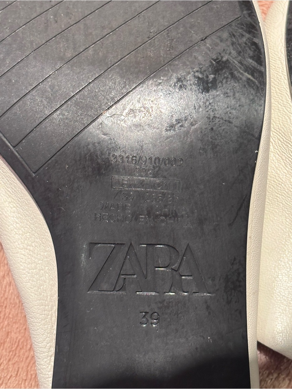 Zara White Leather Square-Toe Slide Sandals – Size 39 - Picture 8 of 10